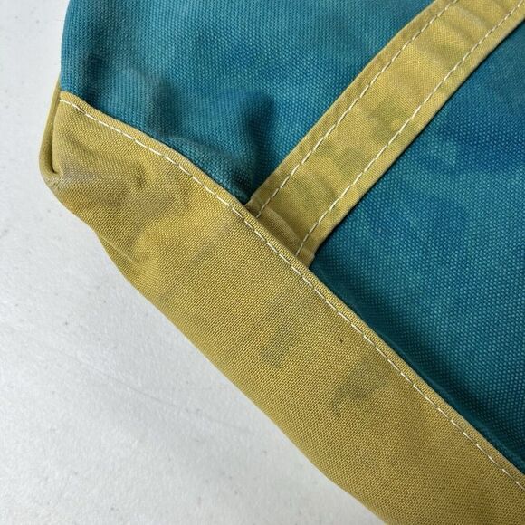Vintage LL Bean Boat Tote Bag Medium Teal Green Trim Heavy Canvas USA Made - Picture 5 of 9